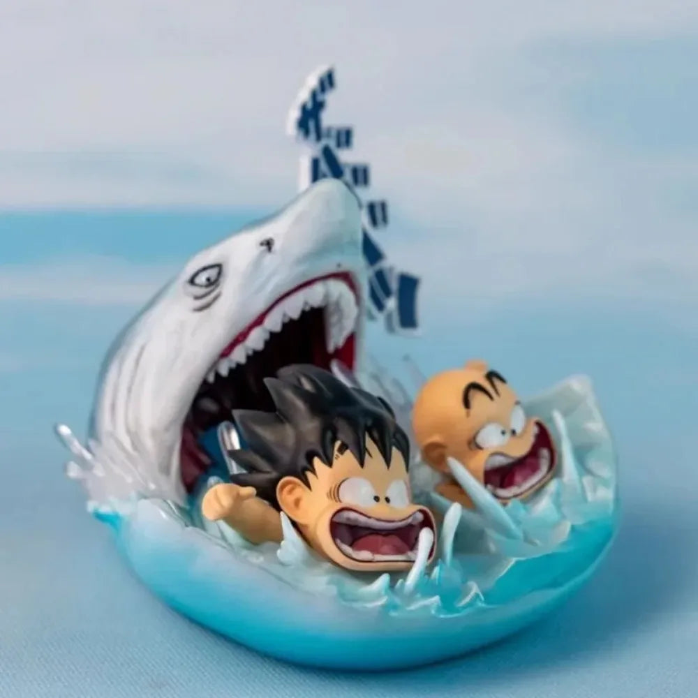 3.54in/9cm Anime Dragon Ball Kid Goku and Kid Krillin Swimming Training PVC Statue Action Figures Collectible Model Toys Gifts