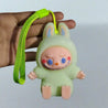 Labubu Minis Taking a Seat Pendant Green 3D Keychain
