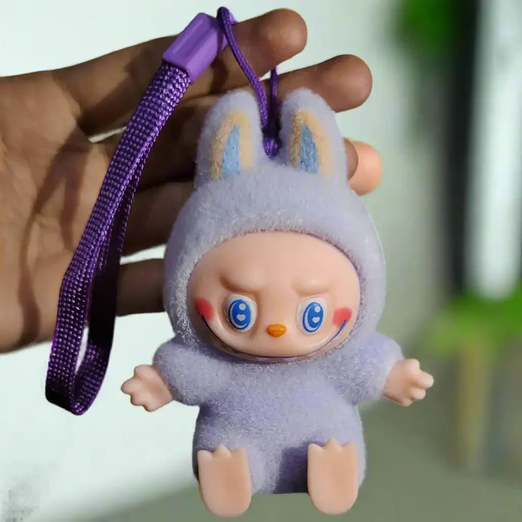 Labubu Minis Taking a Seat Pendant Purple 3D Keychain