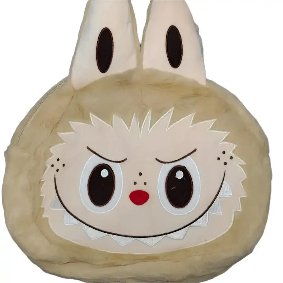 Labubu Big Head Plush Backpack Beige Plush Backpack