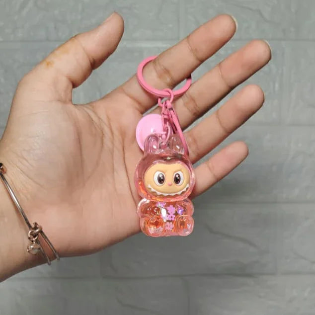 Labuboo Crystal Cascade Keychain Pink Liquid Keychain