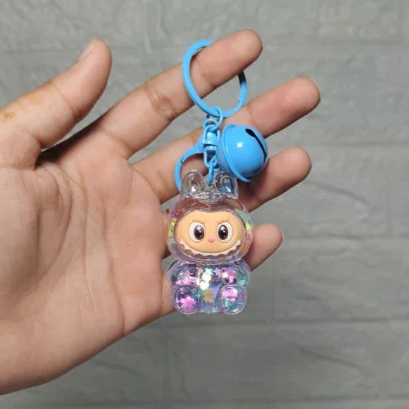 Labuboo Crystal Cascade Keychain Blue Liquid Keychain