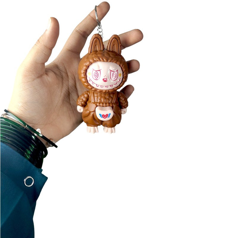 Labubu Chameleon Face Changing Keychain Brown Expression Keychain