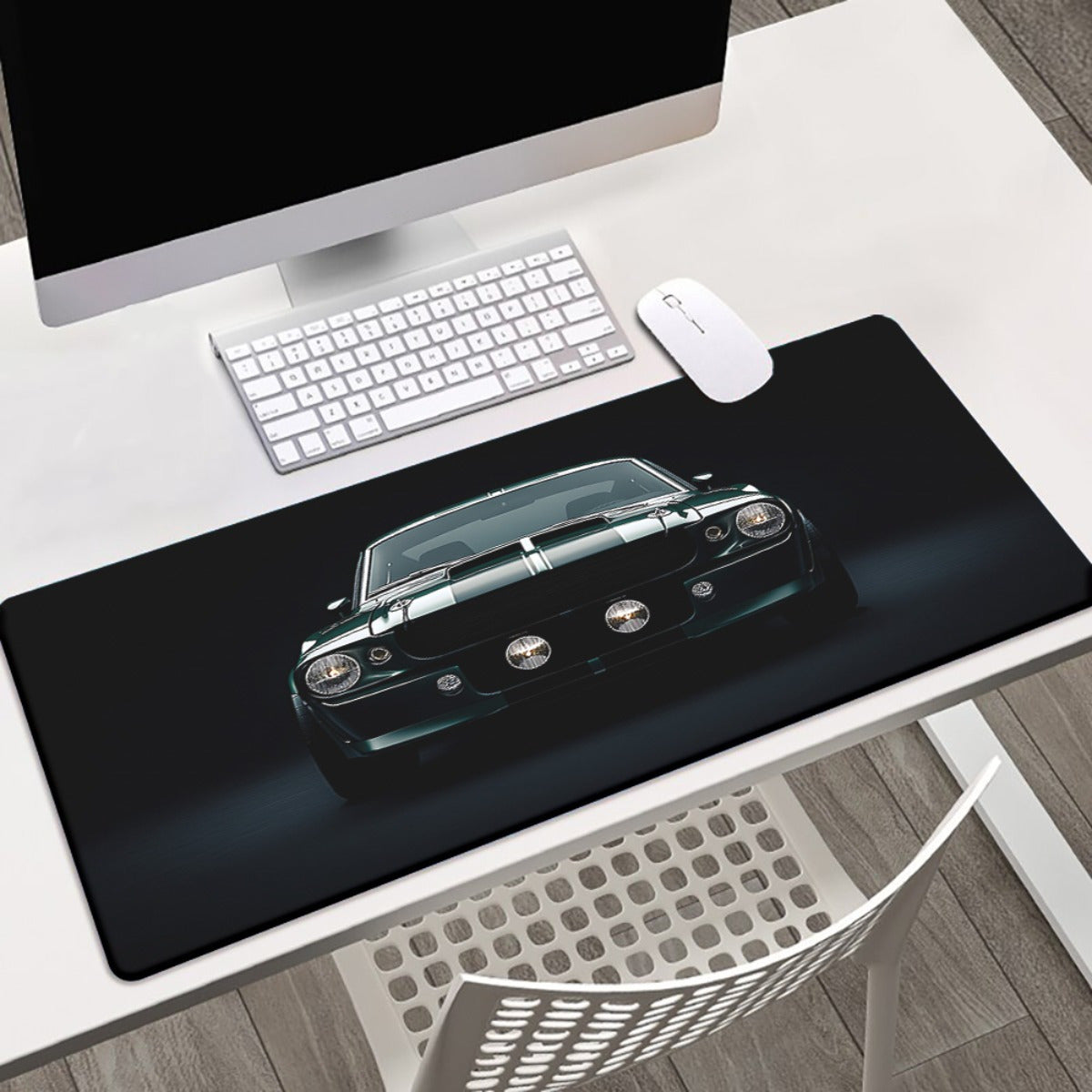 1pc Black and Silvery Sports Car Pattern Printed Pad for Desk, Multi-Functional XXL Mousepad, Keyboard Gaming Mouse Mats, Office Computer PC Gamer Desk Mat. Gifts for Family Friends 70x30cm(27.5x11.8 inch)