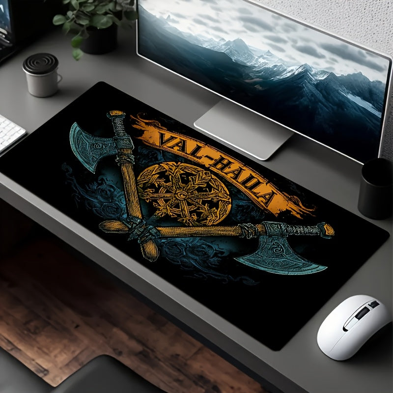 Retro Viking_1 Digital Printing Mouse Pad Computer Keyboard Pad Large Rubber Base Mouse Pad Game Accessories Office Computer PC Birthday Gift Game Player Laptop Light Luxury Desk Pad
