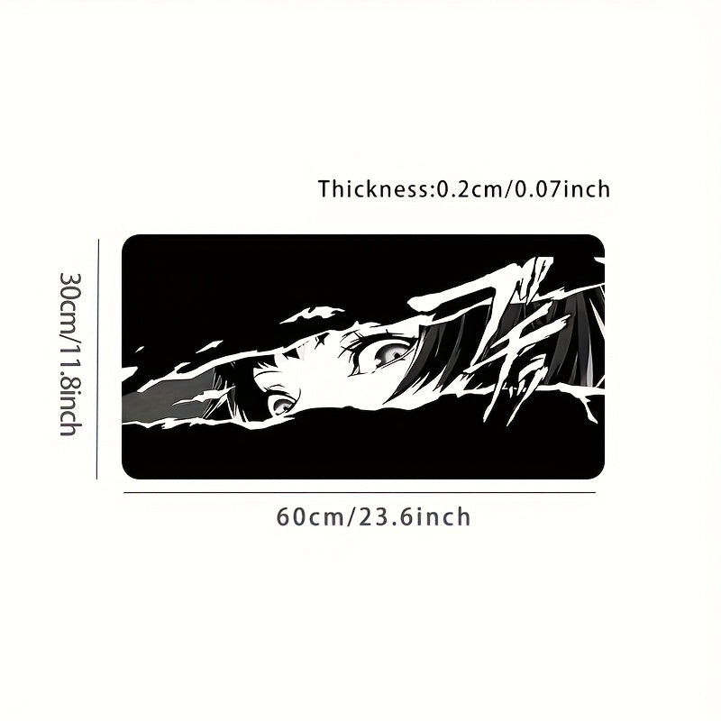 XXL Anime-Style Gaming Mouse Pad - Shadowy Glimpse Intense Eyes & Fragmented Face Design, Non-Slip Rubber Base, Precision Comfort for Office & PC Gaming, Large Desk Mat for Anime Fans, Anime Mousepad, Workstation Setup, Bold Graphics, Durable Construction