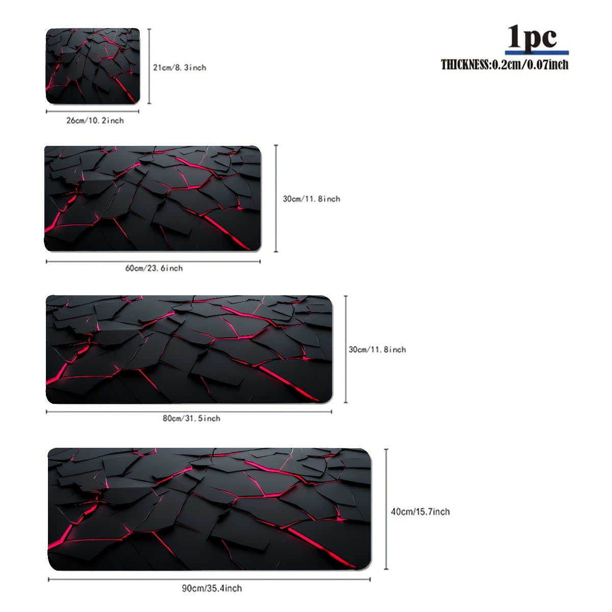Large Geometric Abstract Mouse Pad - Non-Slip Rubber Base, Vibrant Red & Black Design, Extended Desktop Keyboard Mat for Gaming & Office Use - Perfect Birthday Gift for Friends, Study Space Essentials | Modern Workspace Accessory | Durable Surface Mat, Mo