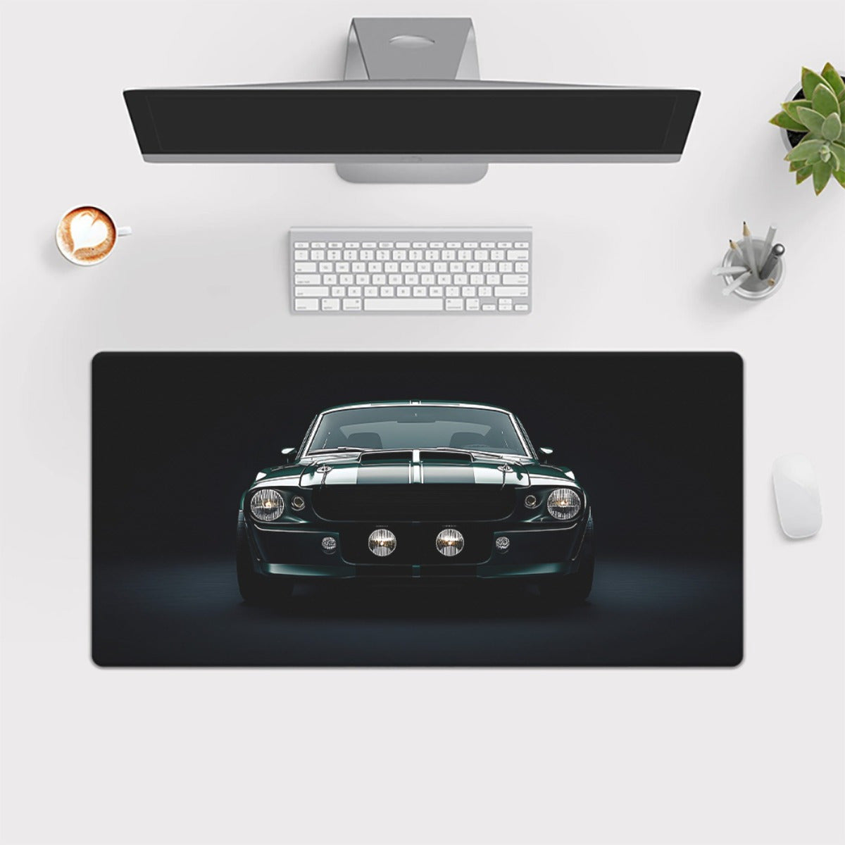 1pc Black and Silvery Sports Car Pattern Printed Pad for Desk, Multi-Functional XXL Mousepad, Keyboard Gaming Mouse Mats, Office Computer PC Gamer Desk Mat. Gifts for Family Friends