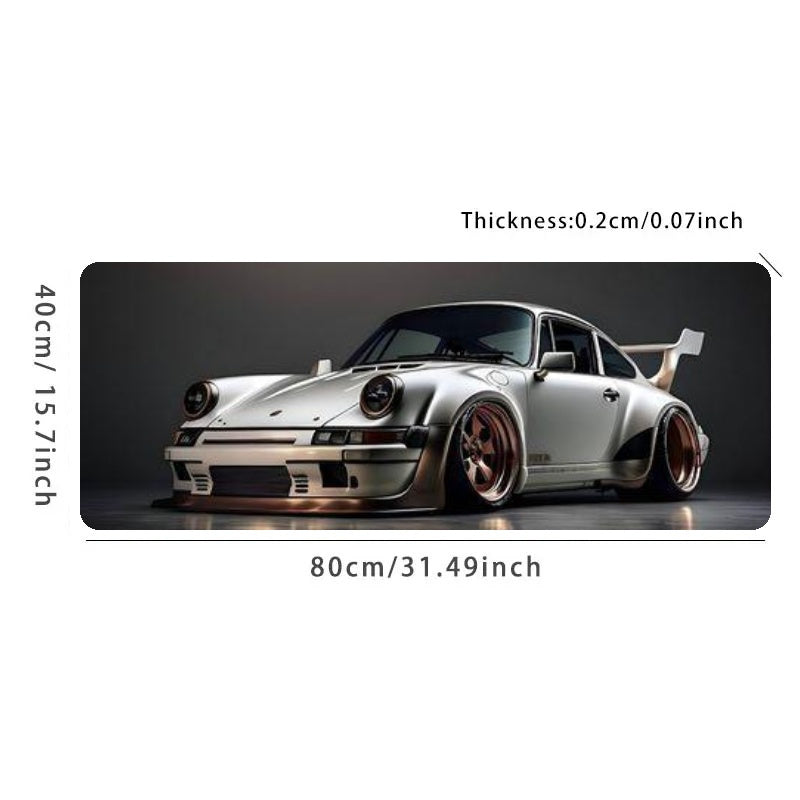 1pc Large Rubber Gaming Mouse Pad with High-End Car Design, Non-Slip Desk Mat for Keyboard and Mouse, Durable PC Accessory for Office and Home Use 31.4*15.7inch(80X40cm)