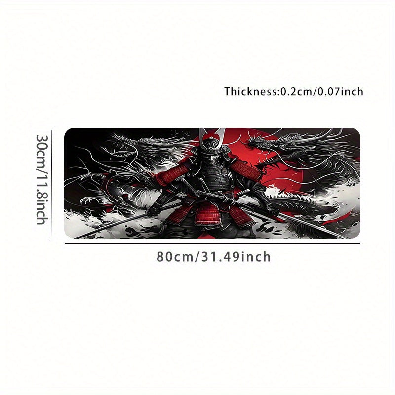 Large Mouse Pad, White Ukiyo-e Style Sports Car Gaming Desk Mat 89.92 x 39.88cm with Non-Slip Rubber Base, Extended Keyboard and Mouse Pad