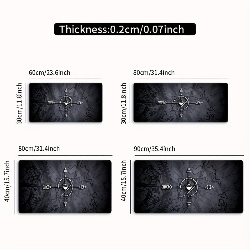 [Compass Mouse Pad] Large Compass Design Mouse Pad - Precision Stitched, High-Definition Print, Non-Slip Rubber Base, Rectangular Desk Mat for Gaming & Office, Ideal Gift, Keyboard Pad, Desktop Decoration, Mouse Pads for Des