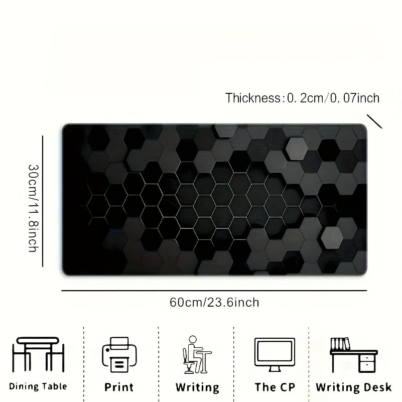 Extra-Large Hexagonal Black & Red Moon Design Gaming Mouse Pad - Durable Rubber Base, Surface - Ideal for Desk Decor, Study, Office - Perfect Gift for Gamers, Mouse Pads for Desk