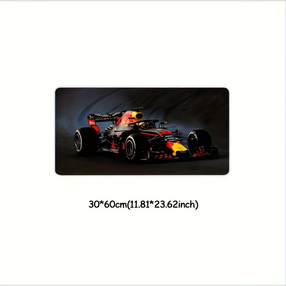 XXL Formula 1 Racing Car Mouse Pad with Non-Slip Rubber Base & Washable Surface - Soft Desk Mat for Gamers & Computer Users, Vibrant F1 Design Gaming Desk Accessory