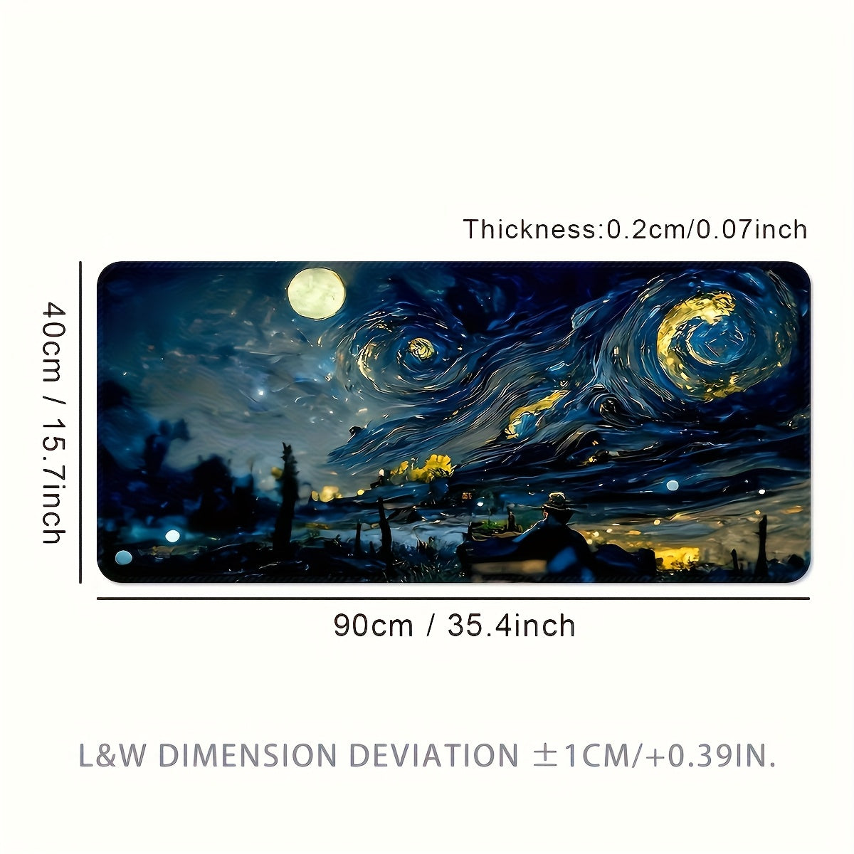 Extra Long & Thick Large Gaming Mouse Pad - Non-Slip Rubber Desk Mat with Precision Lock Edges, Washable Surface & Van Gogh Starry Night Design - Ideal Gift for Gamers 35.4*15.7inches(900x400x2mm)