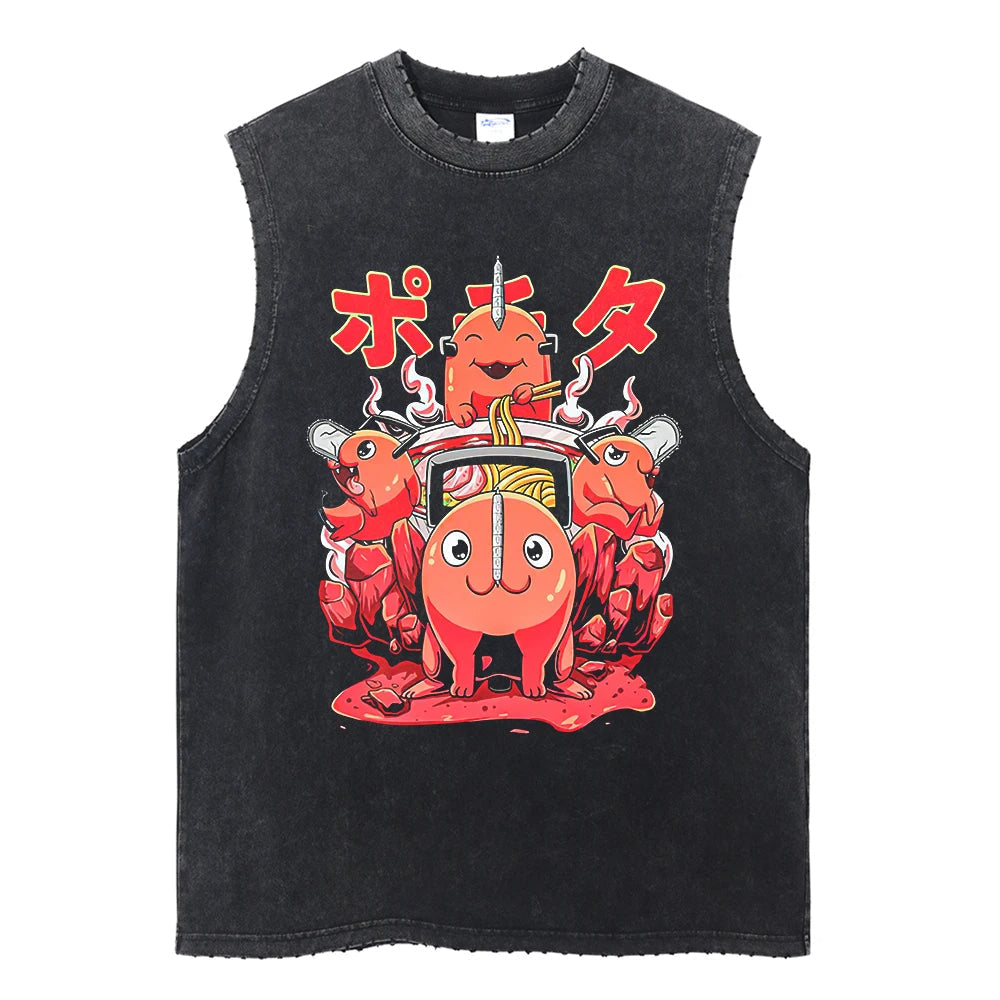 Pochita Vintage Tank Top V1 Tank Tops