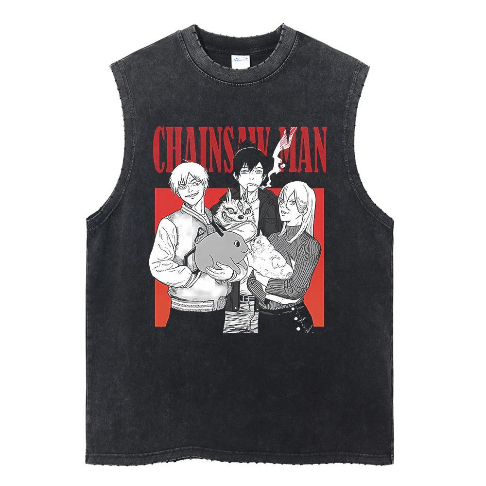 Chainsaw Man Vintage Tank Tops V8 Tank Tops