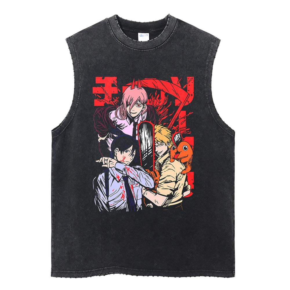 Chainsaw Man Vintage Tank Tops V7 Tank Tops