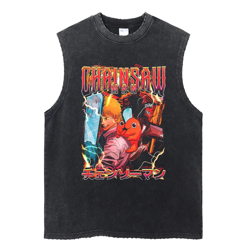Chainsaw Man Vintage Tank Tops V1 Tank Tops