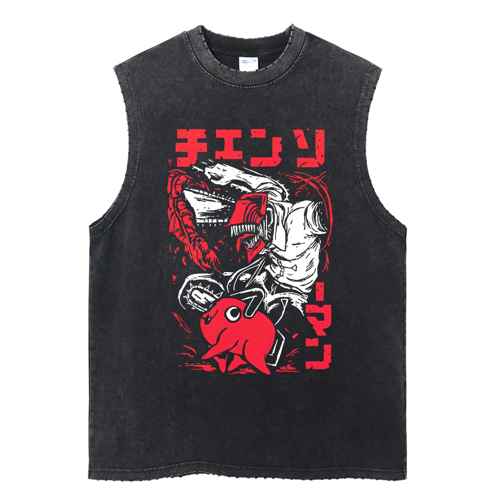 Chainsaw Man Vintage Tank Tops V6 Tank Tops