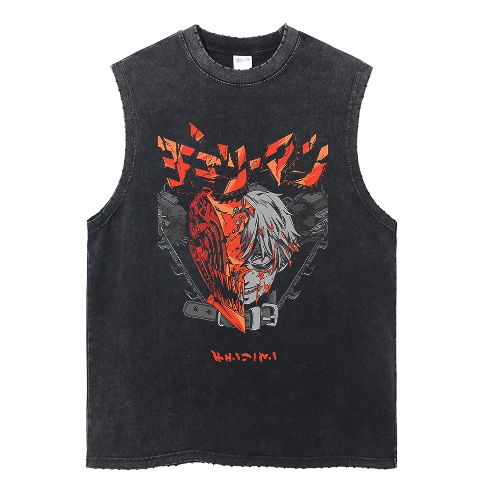 Denji The Chainsaw Man Vintage Tank Top V2 Tank Tops
