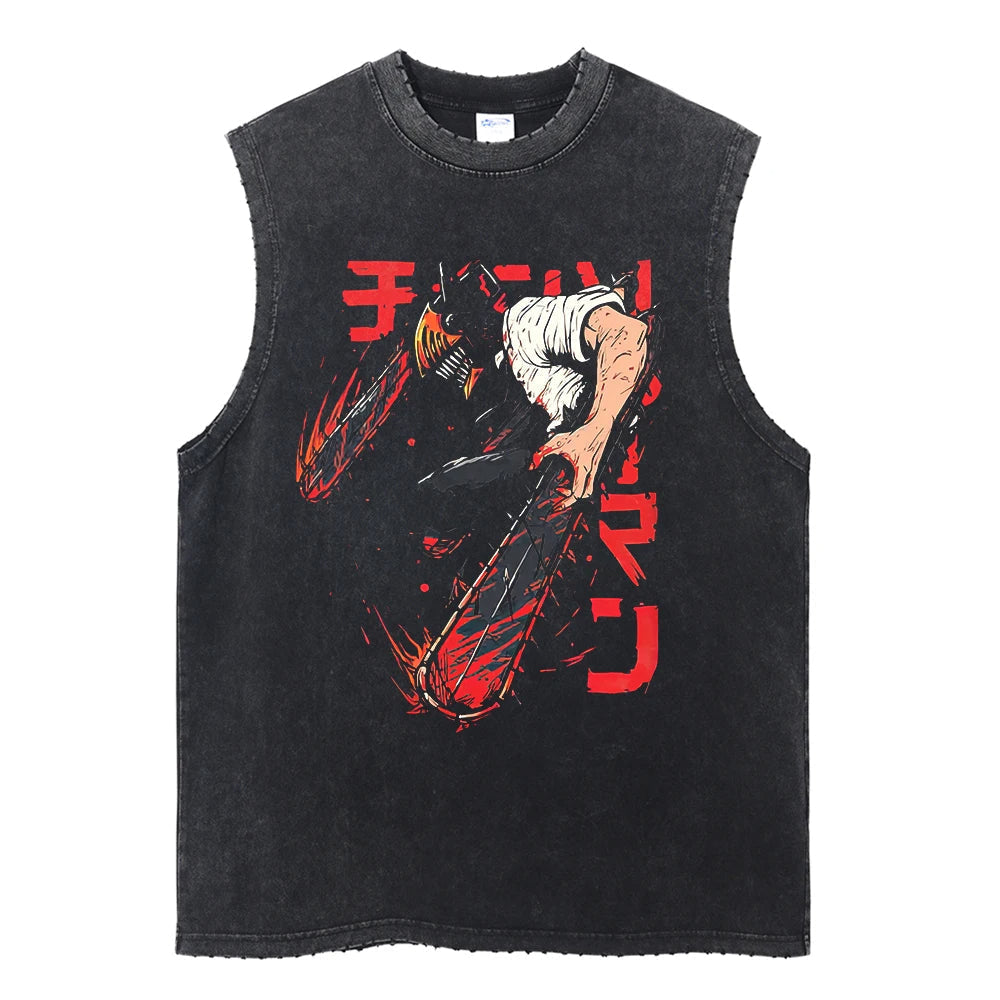 Chainsaw Man Vintage Tank Tops V2 Tank Tops