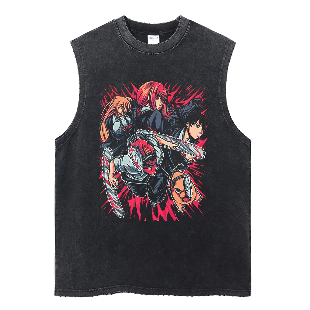 Chainsaw Man Vintage Tank Tops V4 Tank Tops