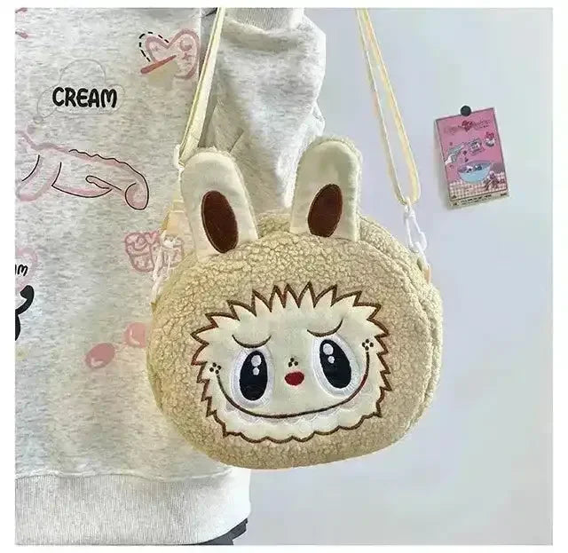 Labubu Plush Crossbody Bag Beige Sling Bag