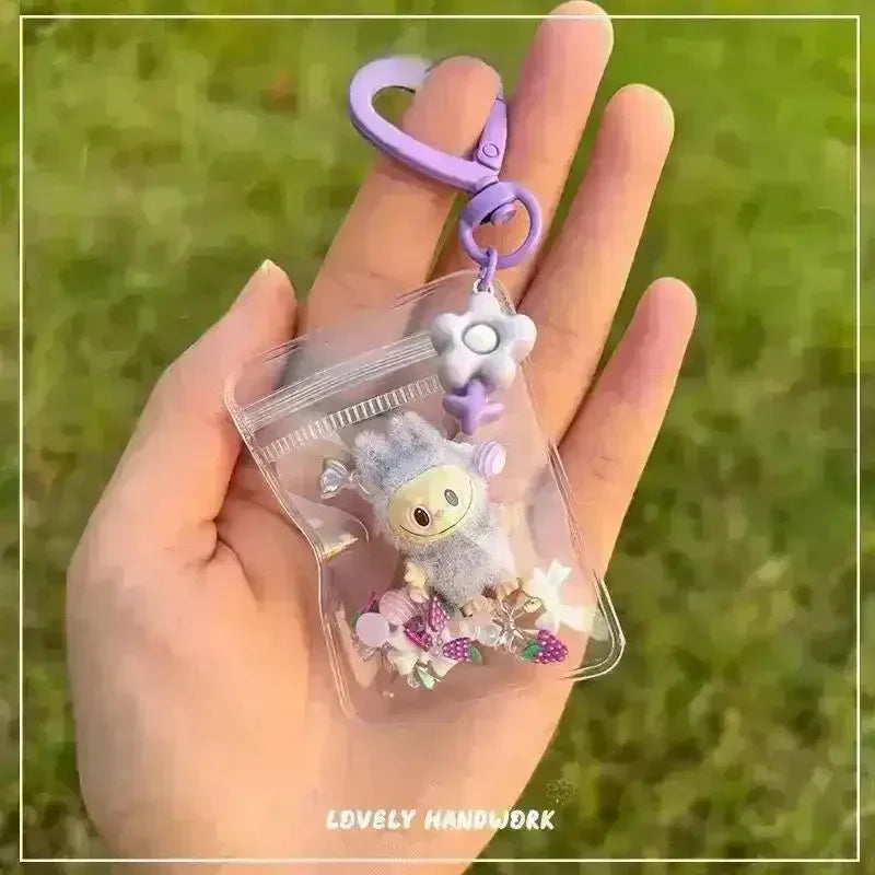 Mini Labubu Grain Pouch Keychain Purple Plush Keychain