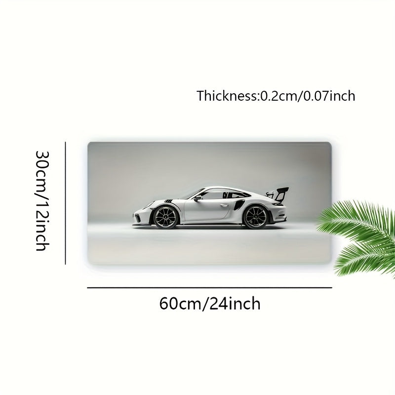 Cool Sports Car Mouse Pad White Minimalist Art Large Gaming Desk Mat with Non-Slip Stitched Edge Rubber Mousepad 35x16 Inch, Computer Laptop Keyboard Mat for Home Office Desk Pad for Best Gift 24*12inch(60*30cm)