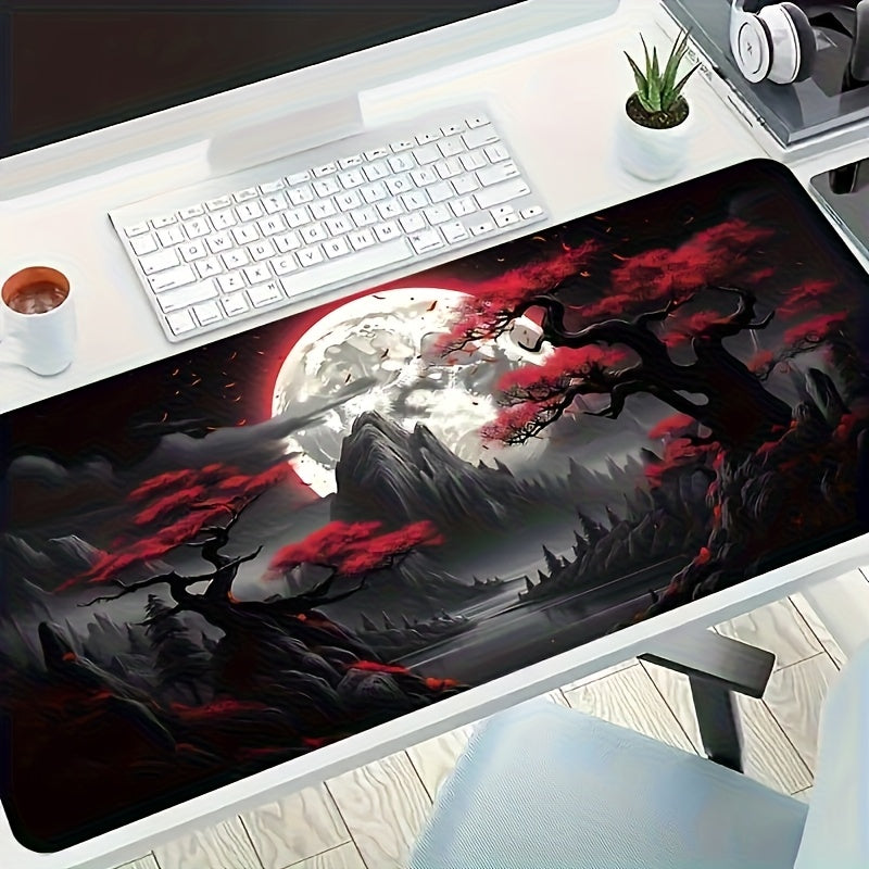 [Vibrant Gaming Mouse Pad] Large Vibrant Darkness Red Moon Gaming Mouse Pad | Rubber Base Computer Mat for E-Sports, Office & Gaming - Perfect Gift for Gamers, Teenagers, Boyfriends & Girlfriends, Gaming Desk Accessory | Durable Desk Mat