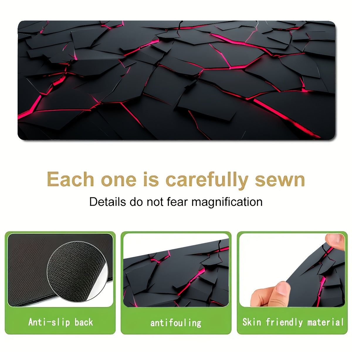 Large Geometric Abstract Mouse Pad - Non-Slip Rubber Base, Vibrant Red & Black Design, Extended Desktop Keyboard Mat for Gaming & Office Use - Perfect Birthday Gift for Friends, Study Space Essentials | Modern Workspace Accessory | Durable Surface Mat, Mo