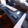 [Non-Slip Desk Mat Set] Three-Piece Large Computer Desk Mat Set, Non-Slip Mouse Pad + Keyboard Pad + Wrist Rest, Office Computer Desk Anti-Slip Protective Mat Double-Sided Faux Leather Mouse and Wrist Support Pad for Laptops, Mechanical Keyboards, Wrist S Dark blue three-piece set (mouse pad + keyboard tray + mouse wrist rest)