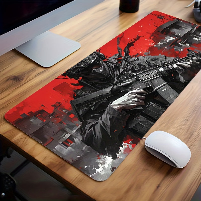 Super-Sized Waterproof Washable Non-Slip Mouse Pad - 1pc Soldier Design Rubber Base Office & Gaming Mouse Mat