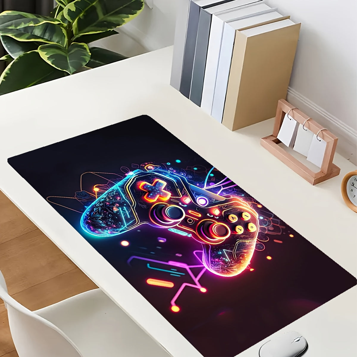 Vibrant Gaming Controller Design Mouse Pad - Non-Slip, Washable Rubber Base - Large Rectangular Desk Mat for Gaming and Office Use - Durable and Comfortable Computer Accessory