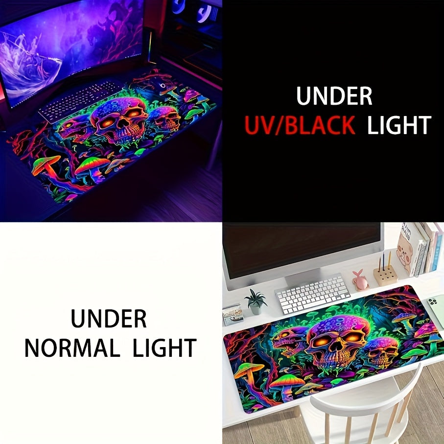 [Vibrant Gaming Mouse Pad] Large Skull Gaming Mouse Pad | Vibrant Purple & Blue Artwork, Non-Slip Rubber Base - Perfect for Gamers, Office Workers, E-Sports & Streaming - Great Gift for Desk Enthusiasts, Gaming Desk Accessory, Artistic Desk Mat, Nonslip B