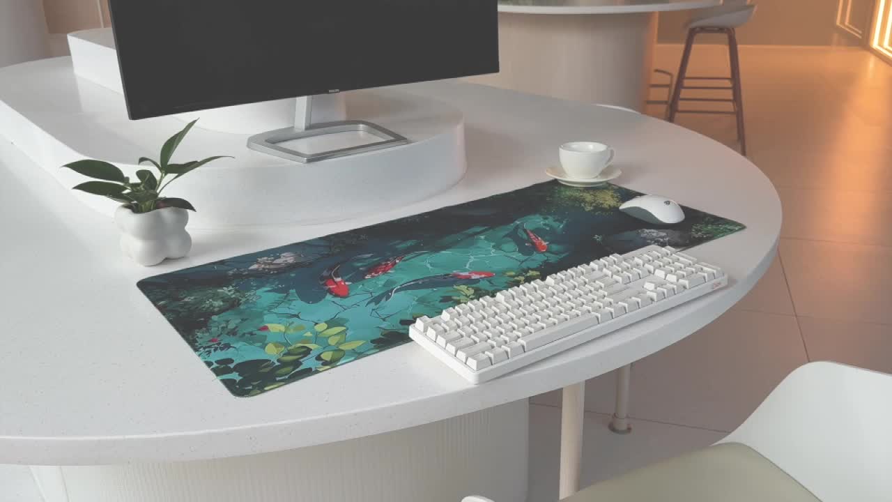 XXL Koi Fish Desk Pad - Non-Slip, Stitched Edge Gaming Mouse Mat with Beautiful Nature Scene | Durable & Smooth Surface for Home Office Comfort | Perfect Gift Idea