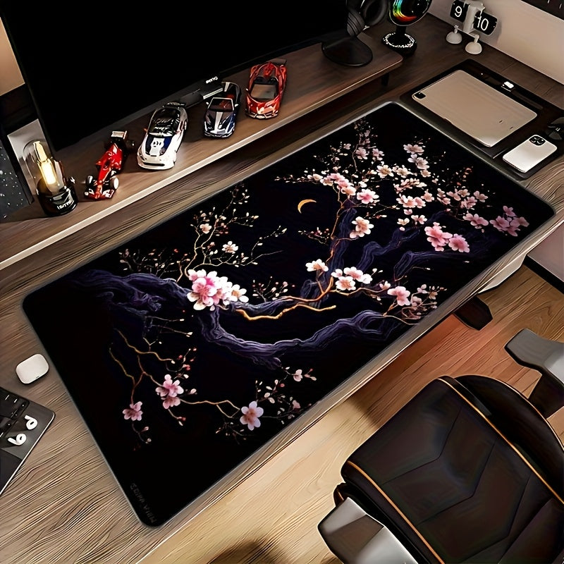 Extra Large Cherry Blossom Design Gaming Mouse Pad - High-Definition Printing, Non-Slip Premium Base, Precision Stitched Edges, Rectangular Desk Mat for Office, Study, Home Decor, Mouse Pads for Desk 31.4×11.8inch(80×30cm)