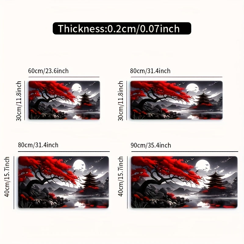 [Japanese Landscape Mouse Pad] 1pc Extra Large Traditional Japanese Landscape Mouse Pad - 23.6 x 13.7 Inches, Durable Rubber Base, Non-Slip, HD Printed with Vintage Edo Office & Gaming Design, Ideal Gift for Gamers and Office Use