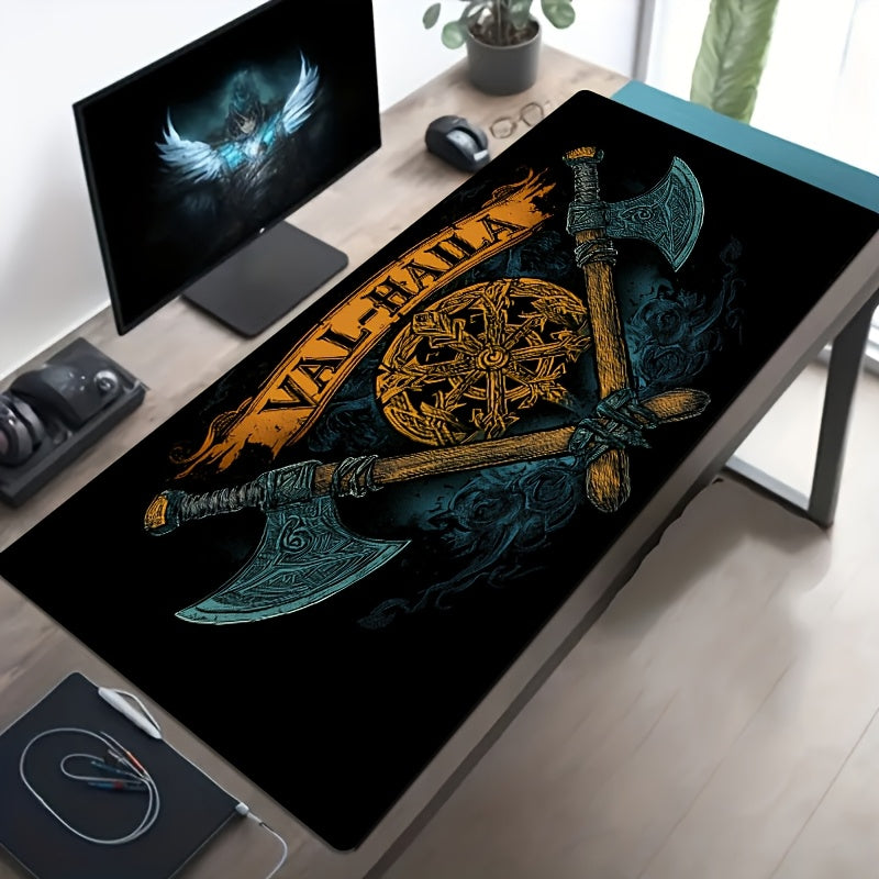 Retro Viking_1 Digital Printing Mouse Pad Computer Keyboard Pad Large Rubber Base Mouse Pad Game Accessories Office Computer PC Birthday Gift Game Player Laptop Light Luxury Desk Pad