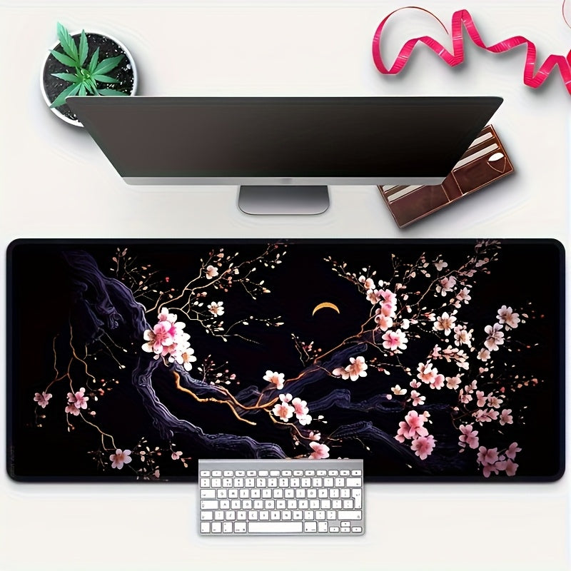 Extra Large Cherry Blossom Design Gaming Mouse Pad - High-Definition Printing, Non-Slip Premium Base, Precision Stitched Edges, Rectangular Desk Mat for Office, Study, Home Decor, Mouse Pads for Desk