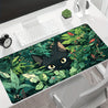 Large Black Cat Gaming Mouse Pad - Rubber Base Desk Mat with Lush Greenery Design, Stitched Edges, 89.92x39.88 cm - Perfect for Office and Home Use, Gaming Desk Accessory | Lush Greenery Design | Durable Mouse Pad, Mouse Pads for Des