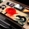 1pc Extra Large Samurai Gaming Mouse Pad - Non-Slip Surface, Vibrant Red Sun & Warrior Design, Durable Polyester & Rubber Base, Perfect for Office & Gaming Setup, Ideal Gift for Christmas & Halloween, Gaming Mouse Pad