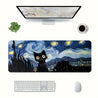 [1pc Van Gogh Art Mouse Pad] 1pc Large Van Gogh Starry Night Cat Abstract Art Mouse Pad | Rubber Base with Polyester Layers, Esports Keyboard Support, Artistic Design for Workspace & Gaming Office Mat 40×90cm 15.5×35.4inch