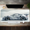 Large Mouse Pad, White Ukiyo-e Style Sports Car Gaming Desk Mat 89.92 x 39.88cm with Non-Slip Rubber Base, Extended Keyboard and Mouse Pad 90cm 35.4in*40cm 15.7in