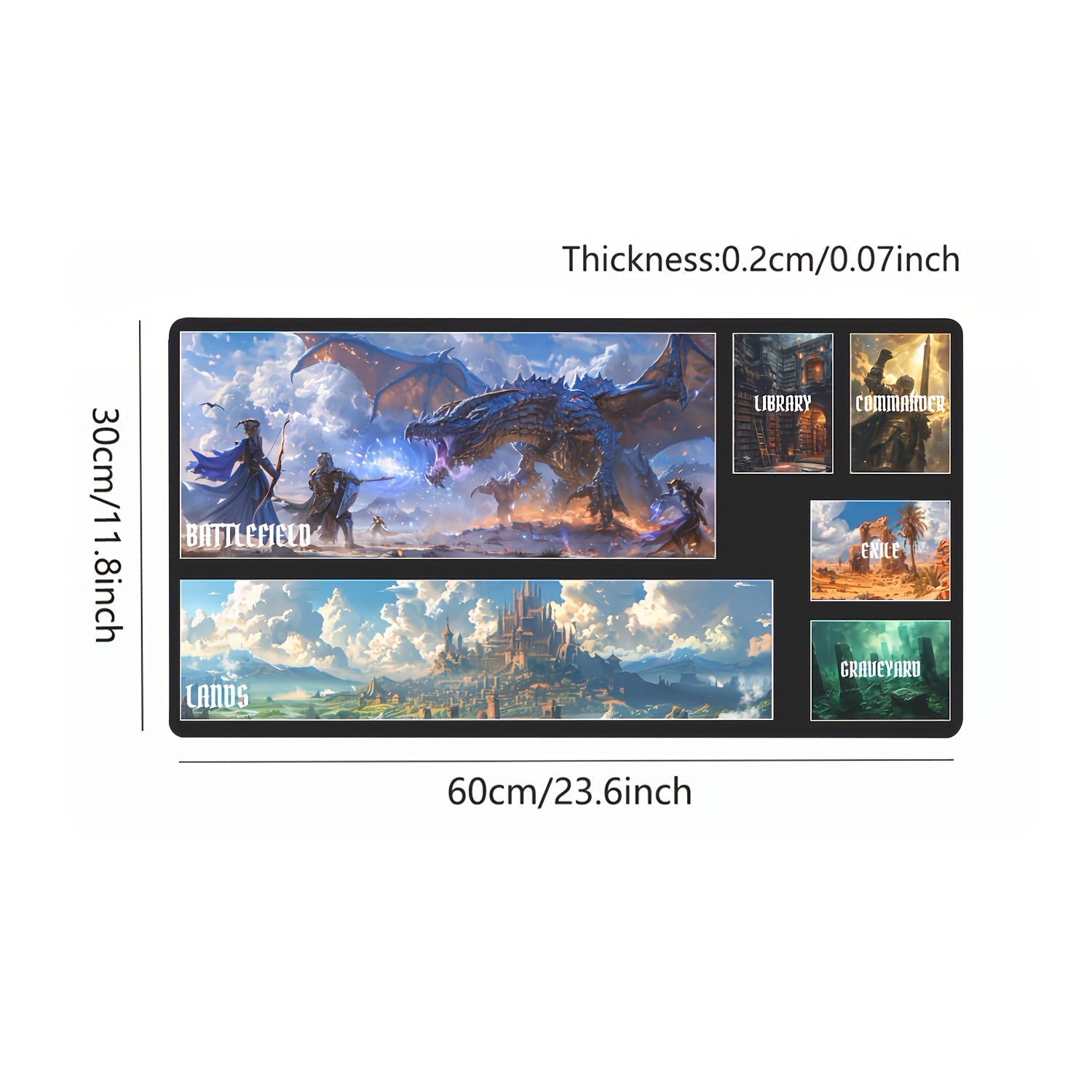 Official Magic Large Extended Gaming Mouse Pad & Keyboard Mat - Extra Wide Desk Mat with Non-Slip Base, Vibrant Fantasy Game Artwork (Dungeons & Dragons, Epic Saga) - Durable Polyester Surface for PC Gaming, Home Office Desk - Ideal Gift for Gamers, Gamin