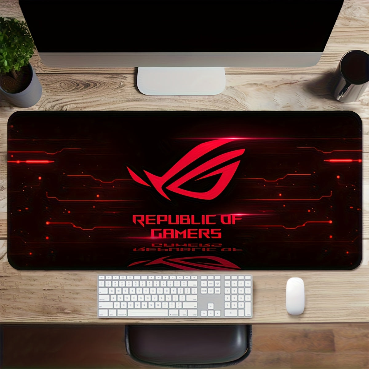 [Gaming Mouse Pad] Red Eye Extra-Large Gaming Mouse Pad - Thick Non-Slip Rubber Desk Mat with Precision Stitched Edges, Washable Surface - Ideal for Gamers & Office Use, Durable Computer Accessory, Large Mouse Pads for Desk, Bold Logo Design