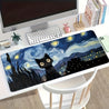 [1pc Van Gogh Art Mouse Pad] 1pc Large Van Gogh Starry Night Cat Abstract Art Mouse Pad | Rubber Base with Polyester Layers, Esports Keyboard Support, Artistic Design for Workspace & Gaming Office Mat 30×80cm 11.8×31.5inch