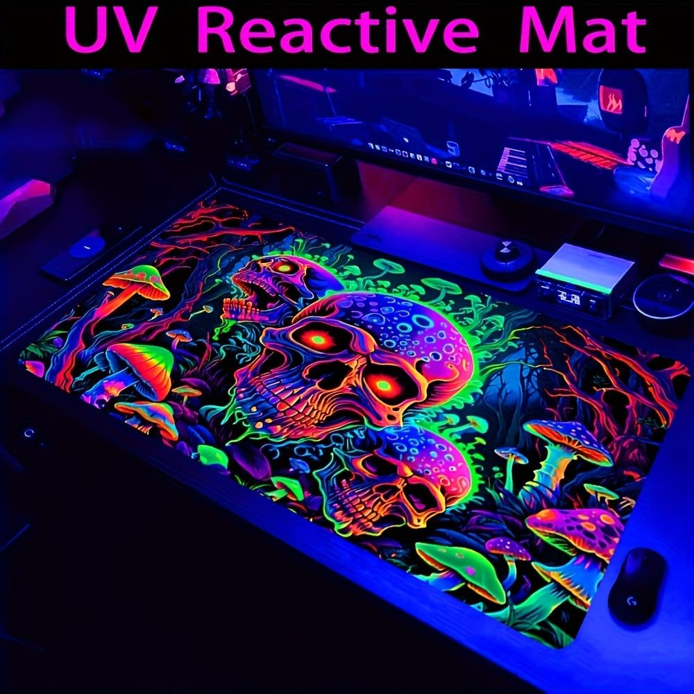 [Vibrant Gaming Mouse Pad] Large Skull Gaming Mouse Pad | Vibrant Purple & Blue Artwork, Non-Slip Rubber Base - Perfect for Gamers, Office Workers, E-Sports & Streaming - Great Gift for Desk Enthusiasts, Gaming Desk Accessory, Artistic Desk Mat, Nonslip B
