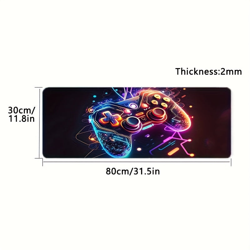 Vibrant Gaming Controller Design Mouse Pad - Non-Slip, Washable Rubber Base - Large Rectangular Desk Mat for Gaming and Office Use - Durable and Comfortable Computer Accessory