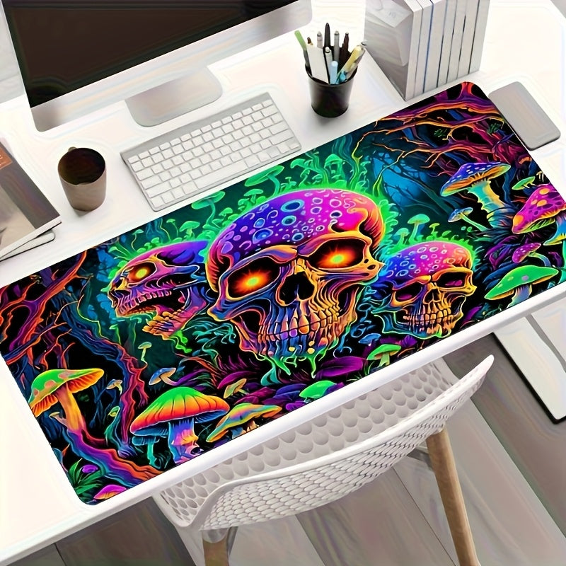 [Vibrant Gaming Mouse Pad] Large Skull Gaming Mouse Pad | Vibrant Purple & Blue Artwork, Non-Slip Rubber Base - Perfect for Gamers, Office Workers, E-Sports & Streaming - Great Gift for Desk Enthusiasts, Gaming Desk Accessory, Artistic Desk Mat, Nonslip B